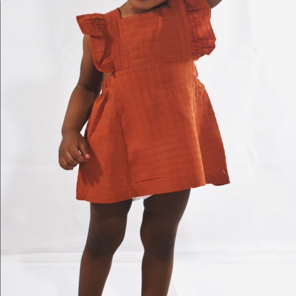 Cross back linen dress